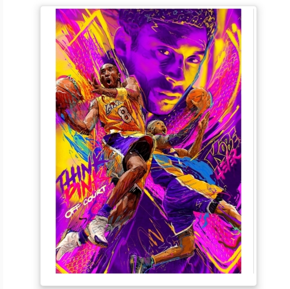 KOBE BRYANT LOS ANGELES LAKERS COLOR ART 8.5x11 ULTRA GLOSSY SELF CREATED POSTER - Picture 1 of 5